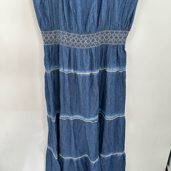 WESTERN INDIGO & LACE Woman cotton cap sleeve cowgirl concertcore maxi dress 1X - Picture 13 of 14